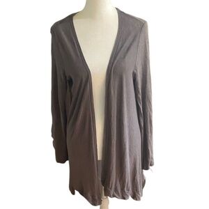 Tahari Taupe/ Gray/ Brown Open Front Cardigan. Size L. 100% Linen.